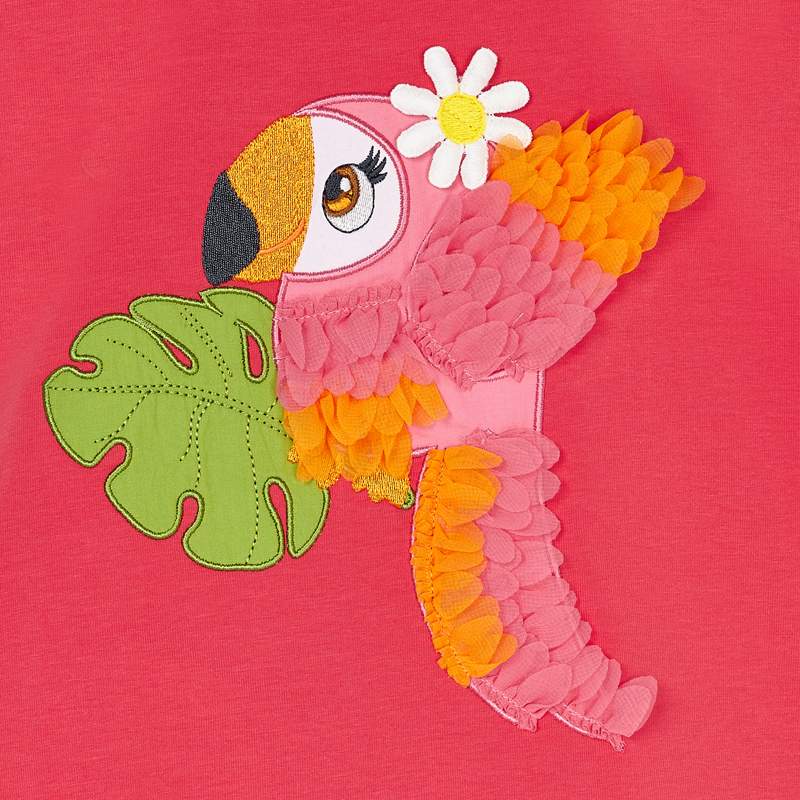 Mayoral Girl SS20 Embroidered Tucan Dress Pink 3962