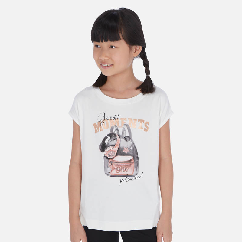 Mayoral Girl SS20 Short sleeved t-shirt with backpack print 6023