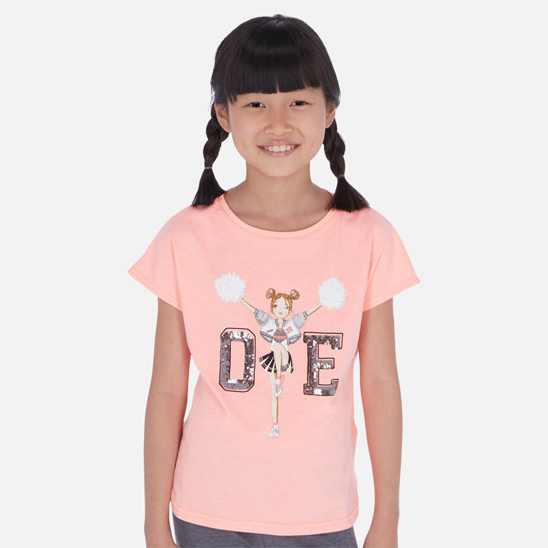 Mayoral Girl SS20 Short sleeved t-shirt with cheerleader print 6025