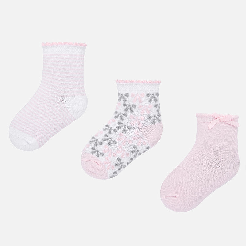 Mayoral Baby Girl SS20 socks 3 pairs different designs Pink 10739