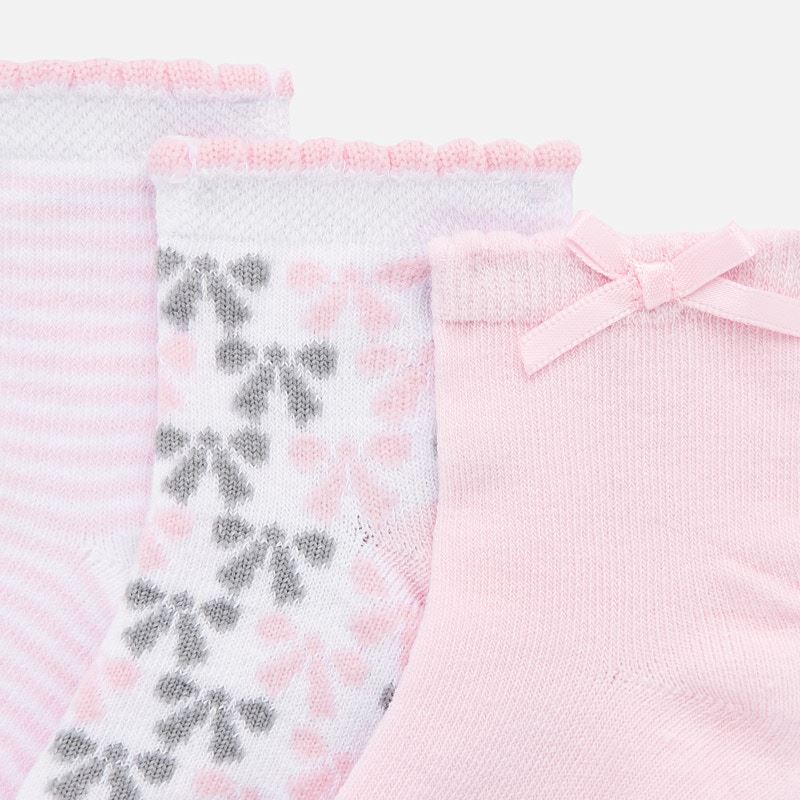 Mayoral Baby Girl SS20 socks 3 pairs different designs Pink 10739