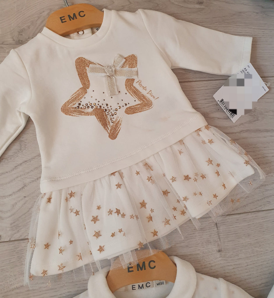 EMC AW20 White & Gold Star Tulle Dress 4557