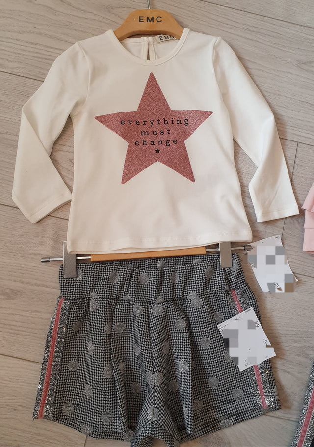 EMC White Star Top & Houndstooth Shorts 1740/6505