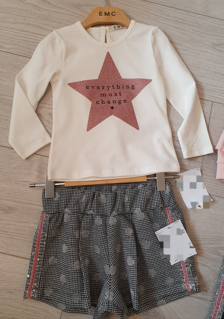EMC AW21 White Star Top & Houndstooth Shorts 1740/6505