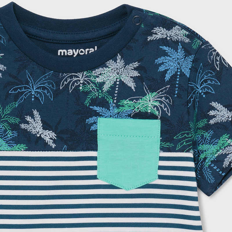 Mayoral Baby Boy SS21 Navy and Aqua T-shirt 1014