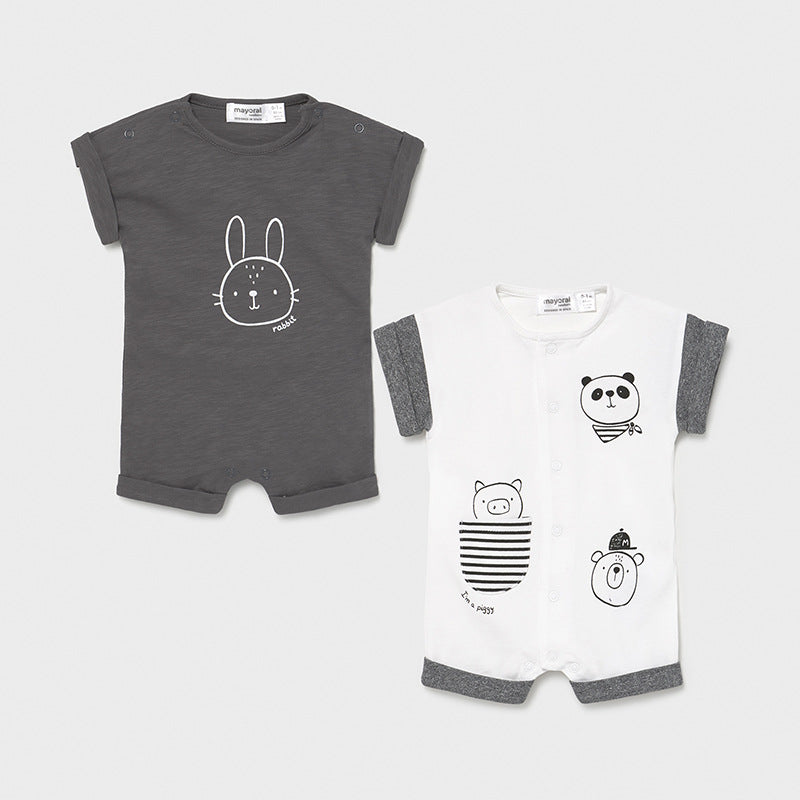 Mayoral Baby Boy SS21 Grey set of 2 Rompers 1634