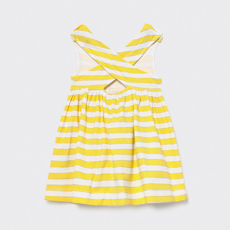 Mayoral Baby Girl SS21 Yellow Striped Flower Dress 1991