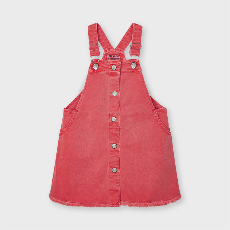 Mayoral Girl SS21 Coral Dungaree Dress 3910