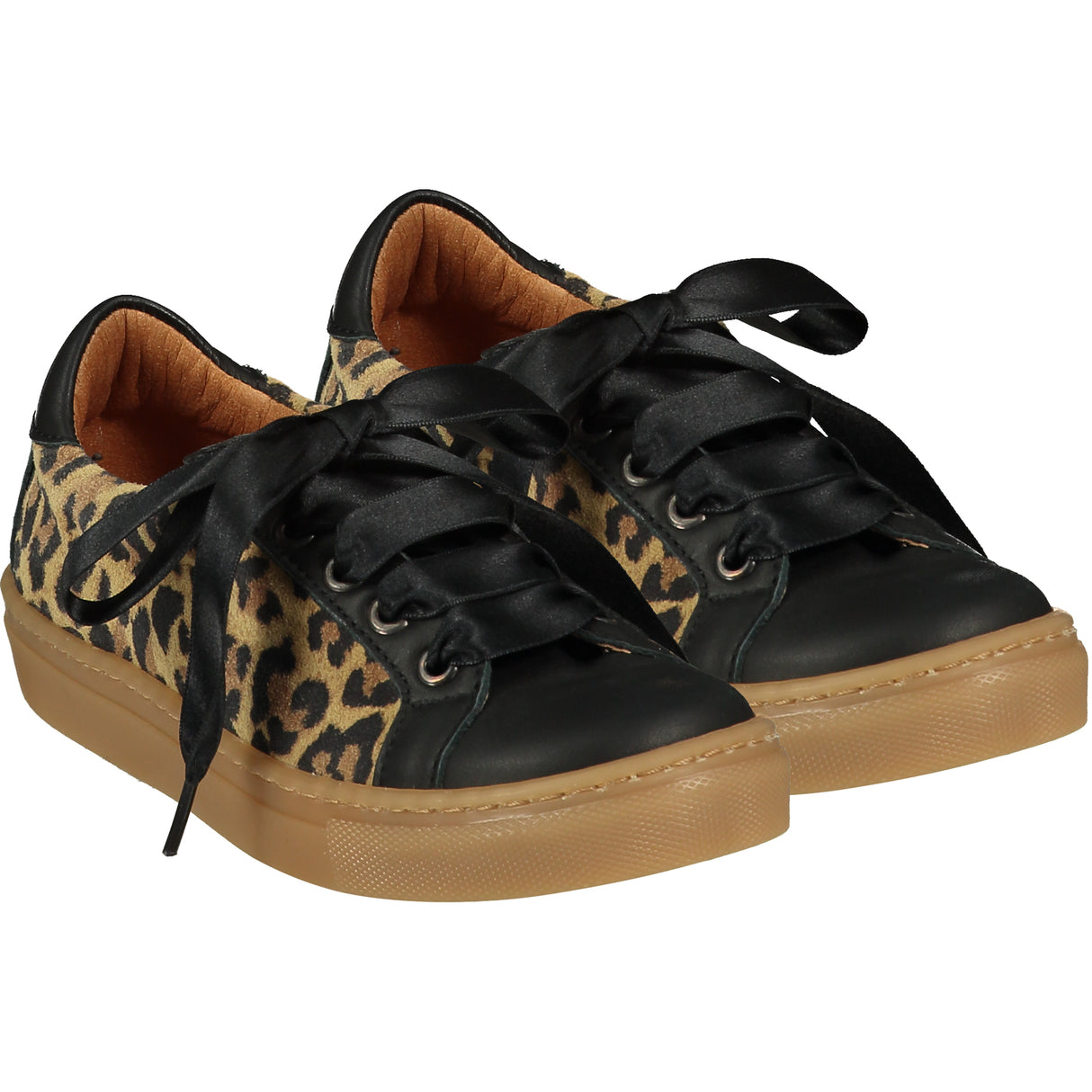 A Dee Ribbon Leather Leopard Print Trainer 5104