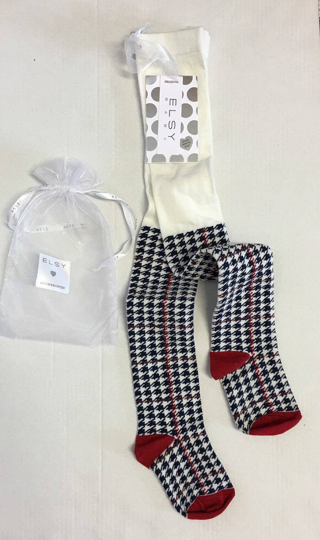Elsy Navy Check Tights 0872