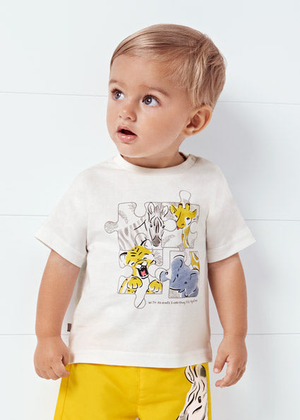 Mayoral Baby Boy SS22 Off White Puzzle T-shirt 1013