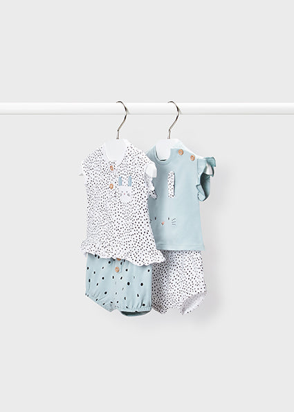 Mayoral Baby Girl SS22 4pc Mint Polka Dot sets 1624