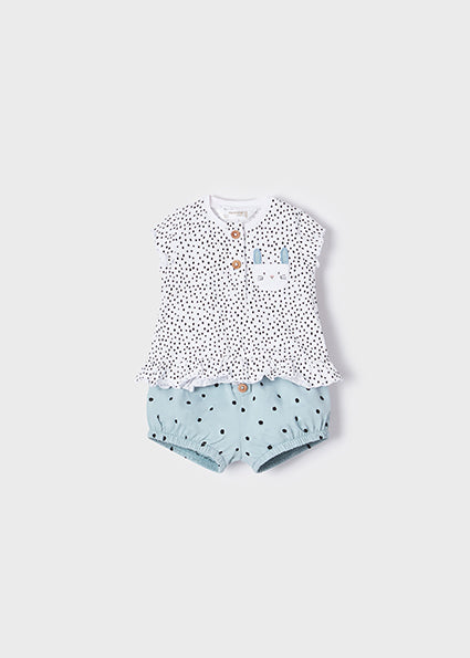 Mayoral Baby Girl SS22 4pc Mint Polka Dot sets 1624