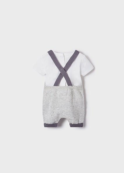 Mayoral Baby Boy SS22 Grey Knit Zebra Dungaree Set 1645