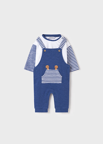 Mayoral Baby Boy SS22 Blue Striped Dungaree Set 1648