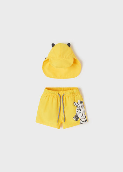 Mayoral Baby Boy SS22 Yellow Swim Shorts & Hat Set 1661