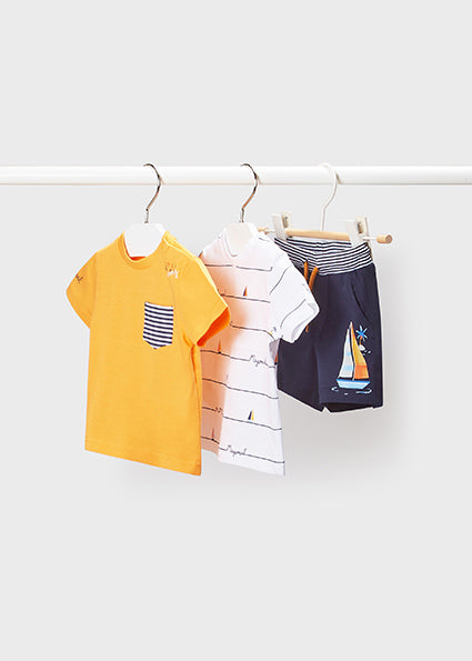 Mayoral Baby Boy SS22 3pc T-shirt & Short Set 1664