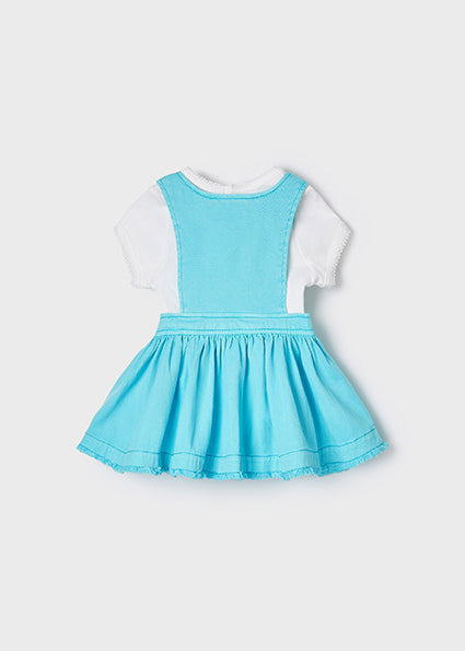Mayoral Baby Girl SS22 Turquoise Dungaree Dress Set 1687