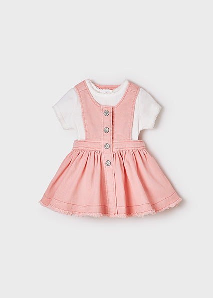 Mayoral Baby Girl SS22 Pink Dungaree Dress Set 1687