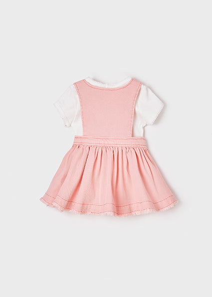 Mayoral Baby Girl SS22 Pink Dungaree Dress Set 1687