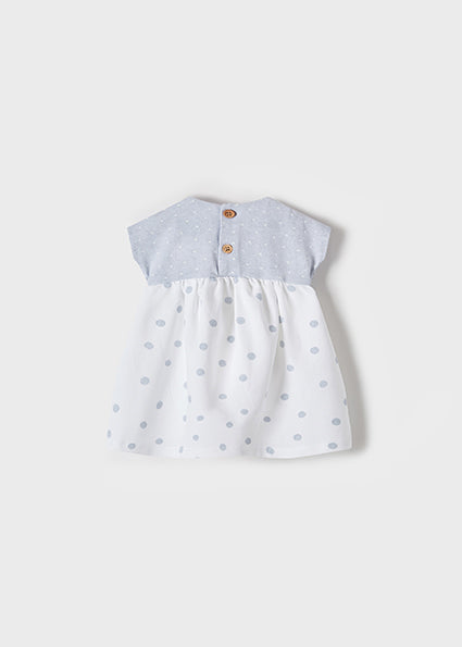 Mayoral Baby Girl SS22 Grey Polka Dot Dress 1853