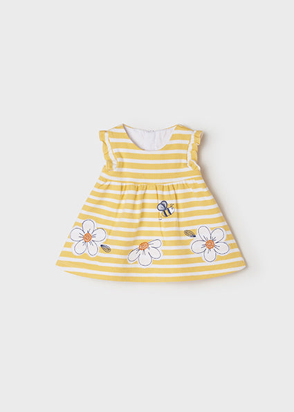 Mayoral Baby Girl SS22 Yellow Stripe Dress 1855