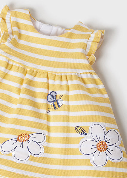 Mayoral Baby Girl SS22 Yellow Stripe Dress 1855