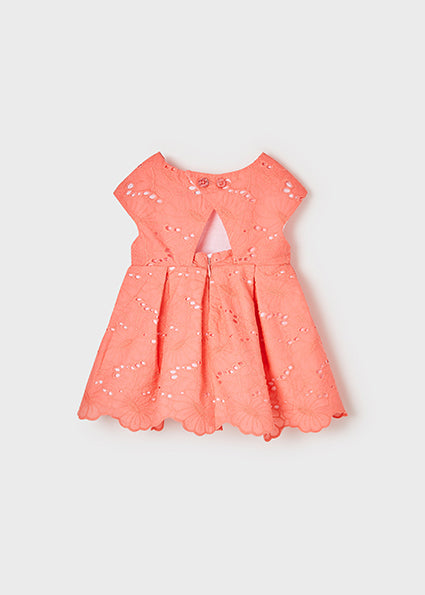 Mayoral Baby Girl SS22 Coral Embroidered Dress 1918