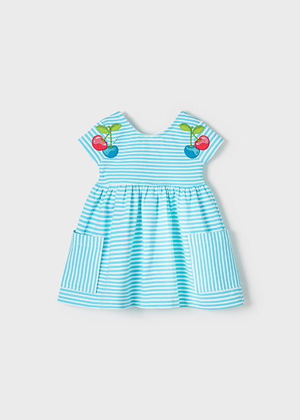 Mayoral Baby Girl SS22 Turquoise Strip Cherry 1937