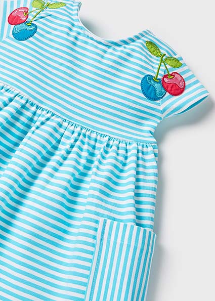 Mayoral Baby Girl SS22 Turquoise Strip Cherry 1937