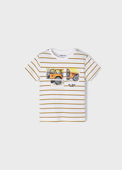 Mayoral Boy SS22 Orange Striped T-shirt 3004