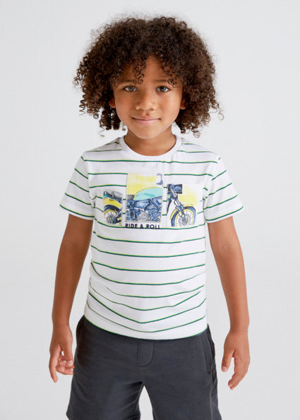 Mayoral Boy SS22 Green Striped T-shirt 3004