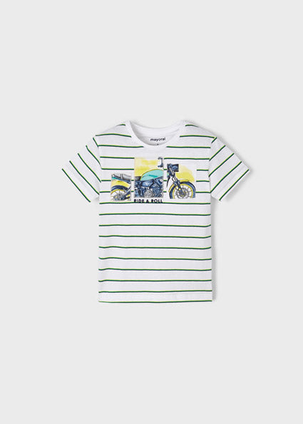 Mayoral Boy SS22 Green Striped T-shirt 3004