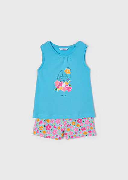 Mayoral Girl SS22 Turquoise Print Pajamas 3749