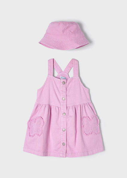 Mayoral Girl SS22 Pink Butterfly Dress with Hat 3907