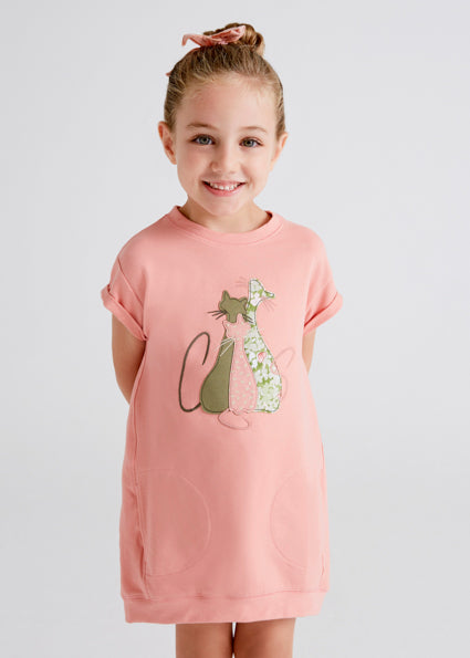 Mayoral Girl SS22 Blush Cat Dress 3942