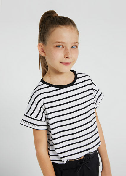 Mayoral Girl SS22 Black & White Stripe Top 6031