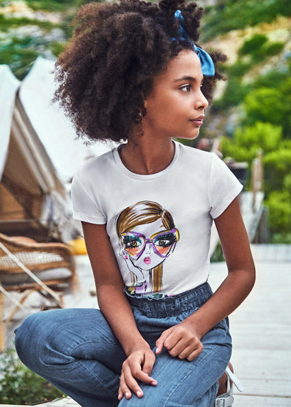 Mayoral Girl SS22 White Printed T-Shirt 6037