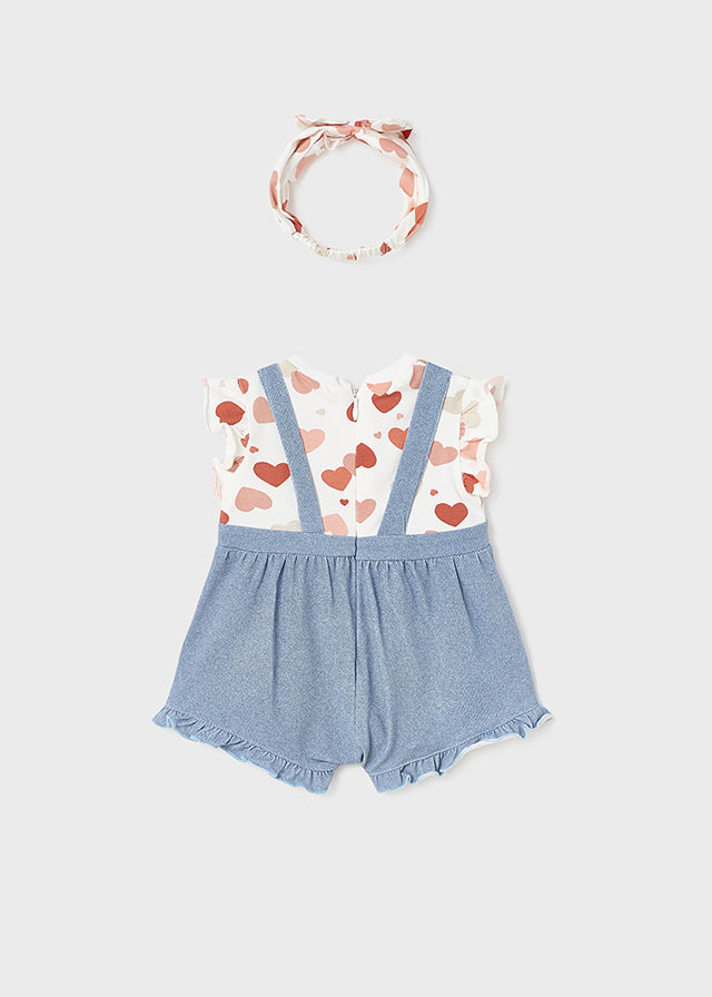 Mayoral Baby Girl Dungaree set & headband 1606