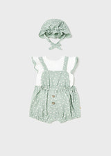 Mayoral Baby Girl Floral Dungaree & Hat Set 1607