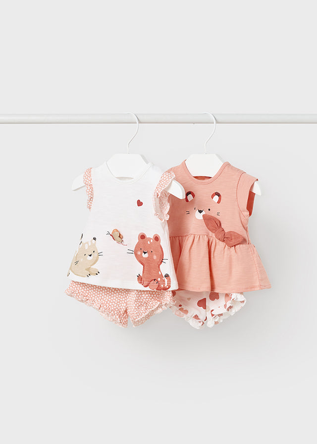 Mayoral Baby Girl SS23 2Pk Apricot Outfits 1610