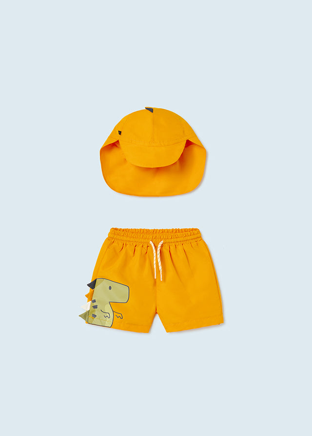 Mayoral Baby Boy SS23 Dinosaur Swim Shorts & Sun Hat 1642