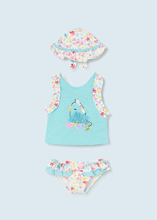 Mayoral Baby Girl Floral Swim Set & Hat 1692