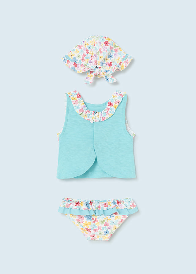 Mayoral Baby Girl Floral Swim Set & Hat 1692