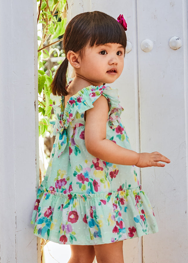 Mayoral Baby Girl Floral Aqua Dress 1961