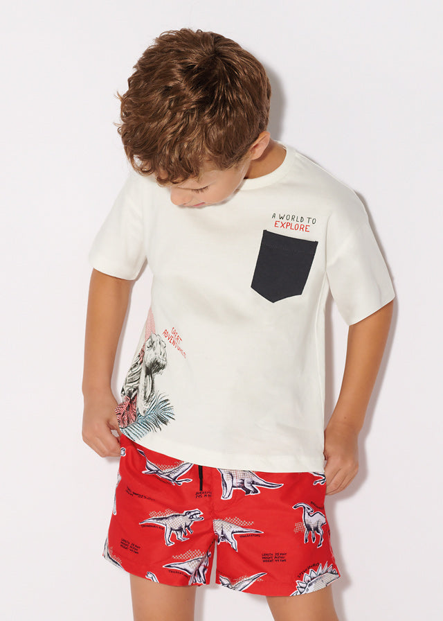 Mayoral Boy SS23 Cream Dinosaur T-shirt 3005