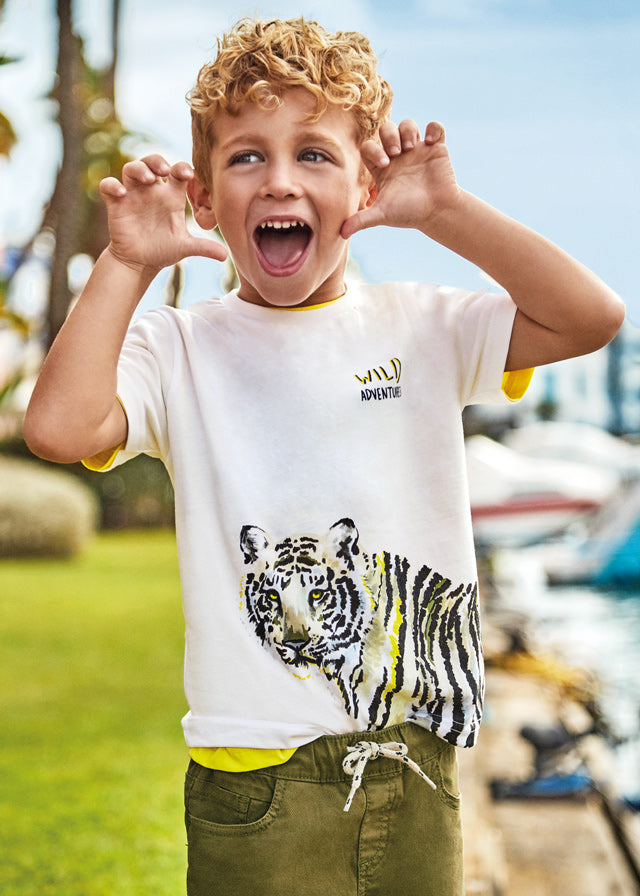 Mayoral Boy SS23 White Tiger T-Shirt 3007