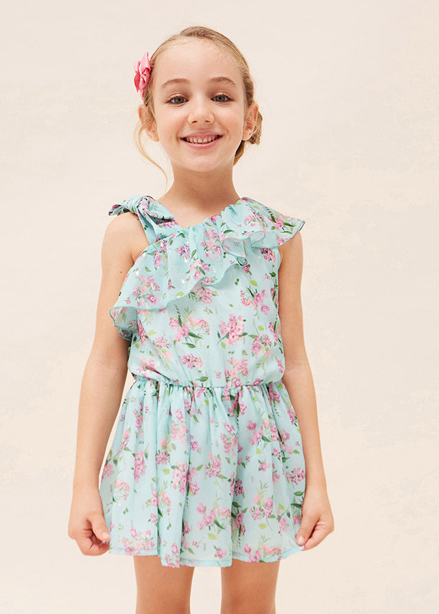 Mayoral Girl SS23 Aqua Floral Playsuit 3842