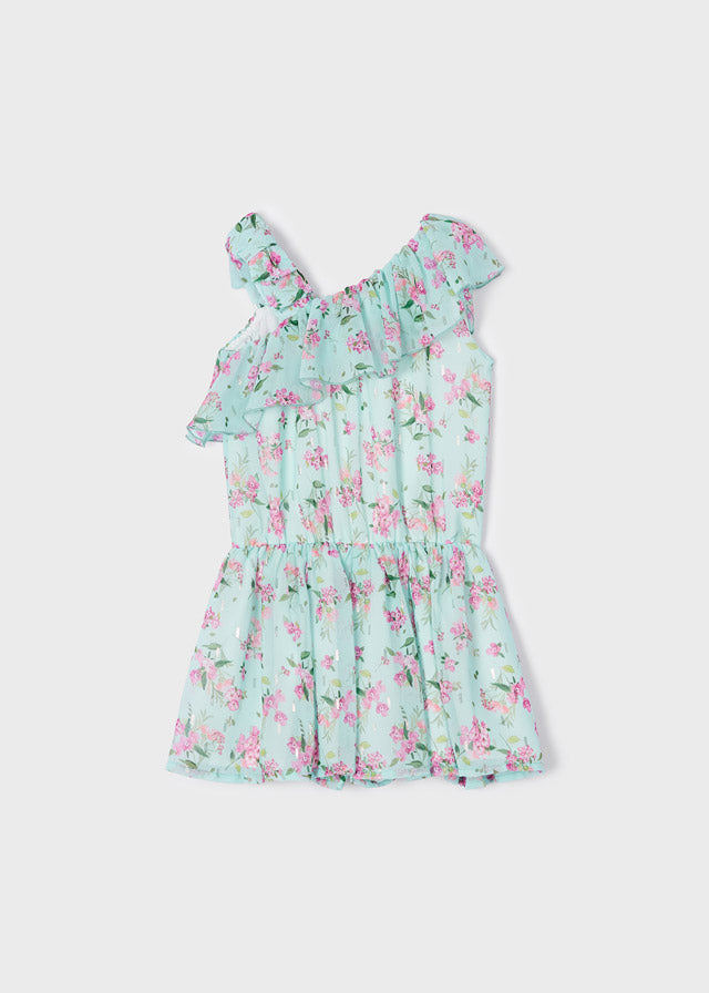 Mayoral Girl SS23 Aqua Floral Playsuit 3842