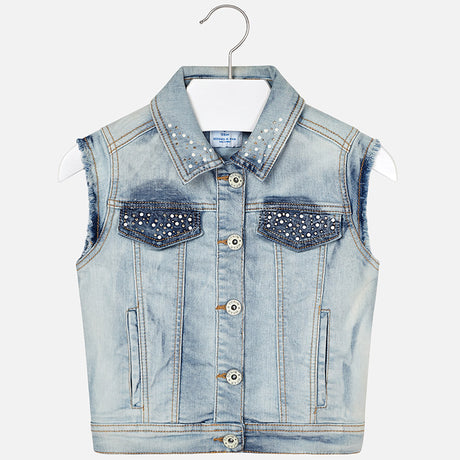 Mayoral Girl Embellished Denim Vest 6304